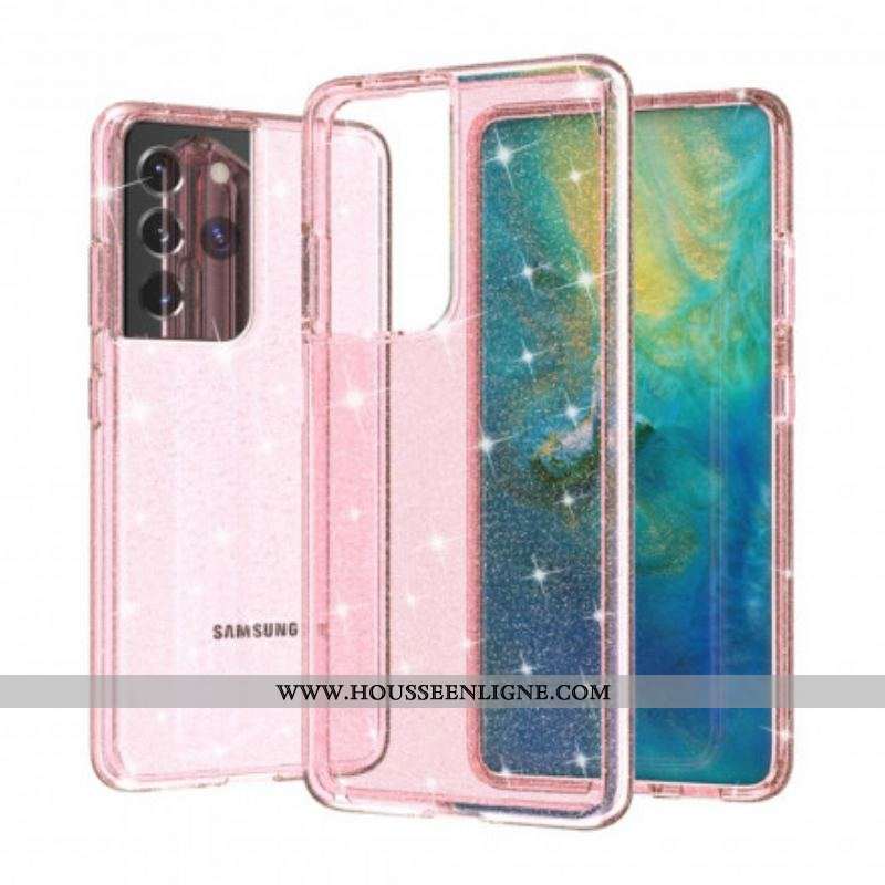 Coque Coque Samsung Galaxy S21 Ultra 5G Transparente Paillettes