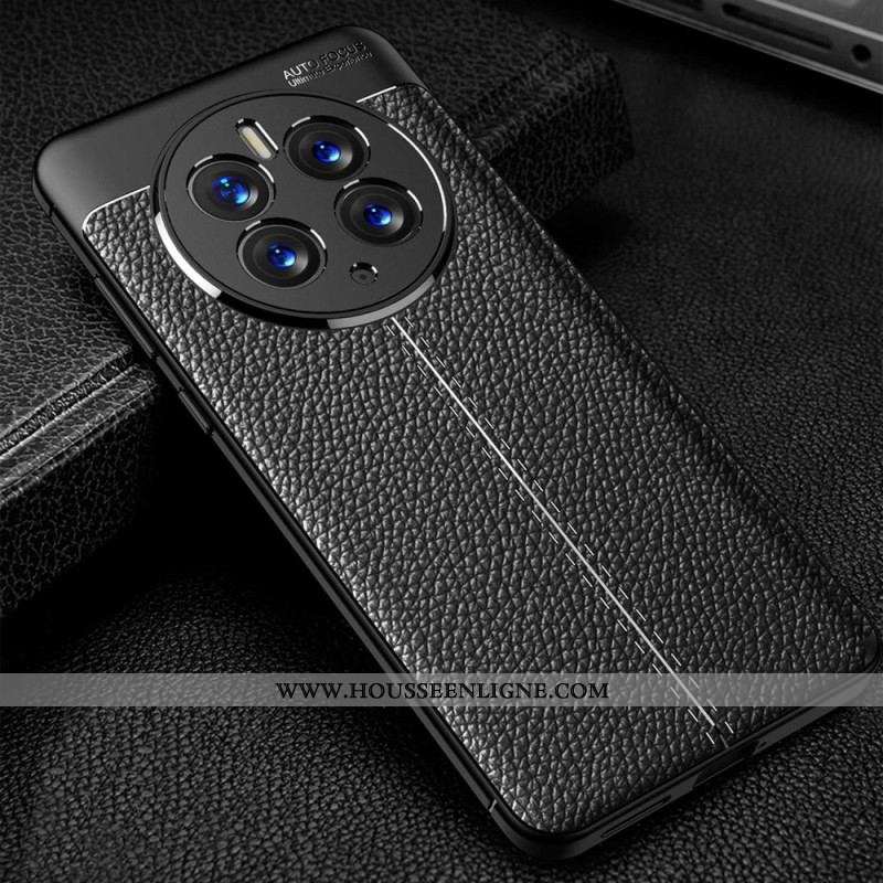 Coque Huawei Mate 50 Pro Effet Cuir Litchi Double Line