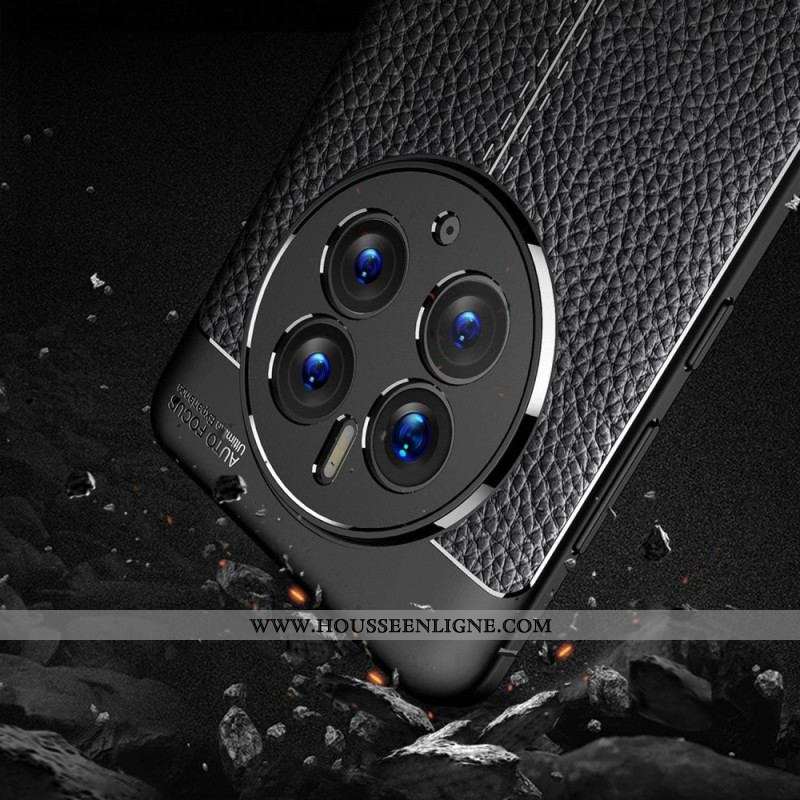 Coque Huawei Mate 50 Pro Effet Cuir Litchi Double Line