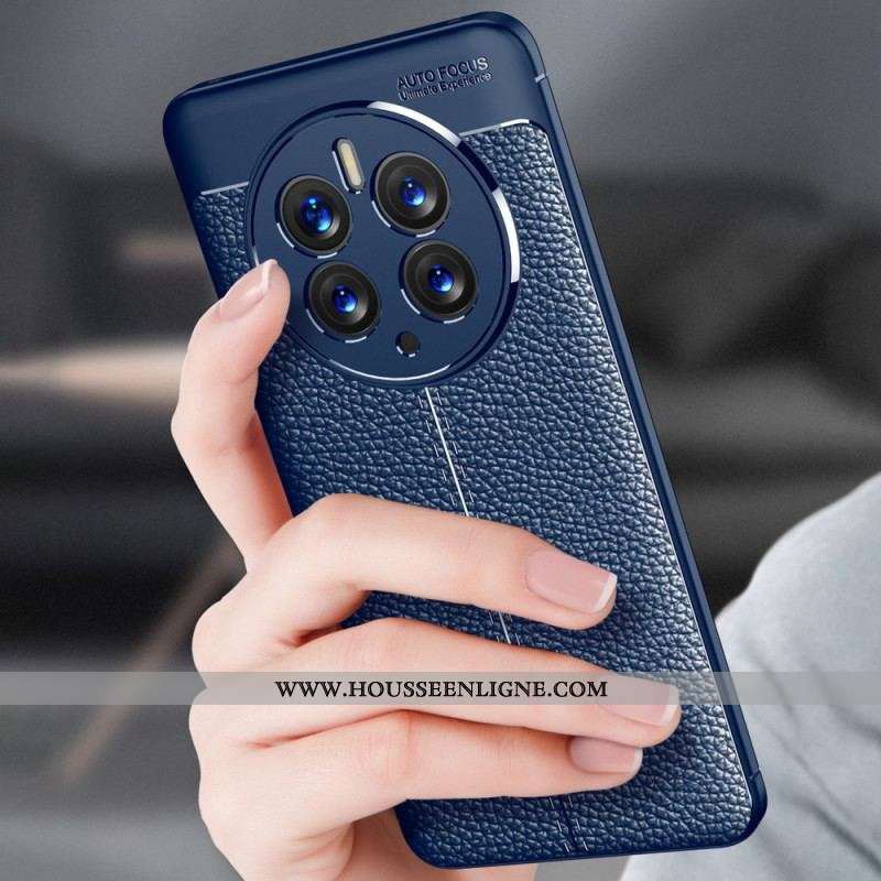 Coque Huawei Mate 50 Pro Effet Cuir Litchi Double Line