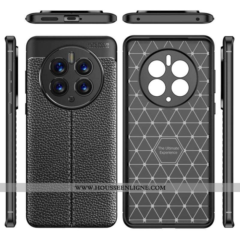 Coque Huawei Mate 50 Pro Effet Cuir Litchi Double Line