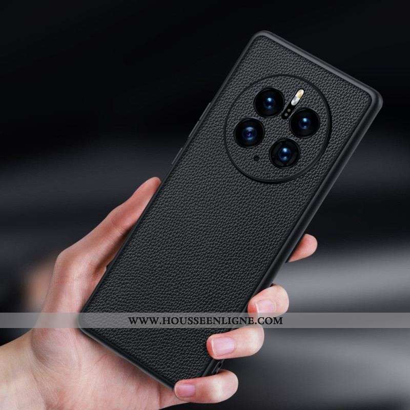 Coque Huawei Mate 50 Pro Véritable Cuir Litchi