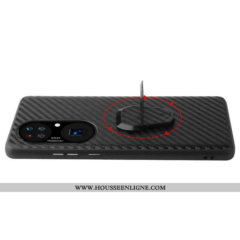 Coque Huawei P50 Pro Fibre Carbone Anneau-Support