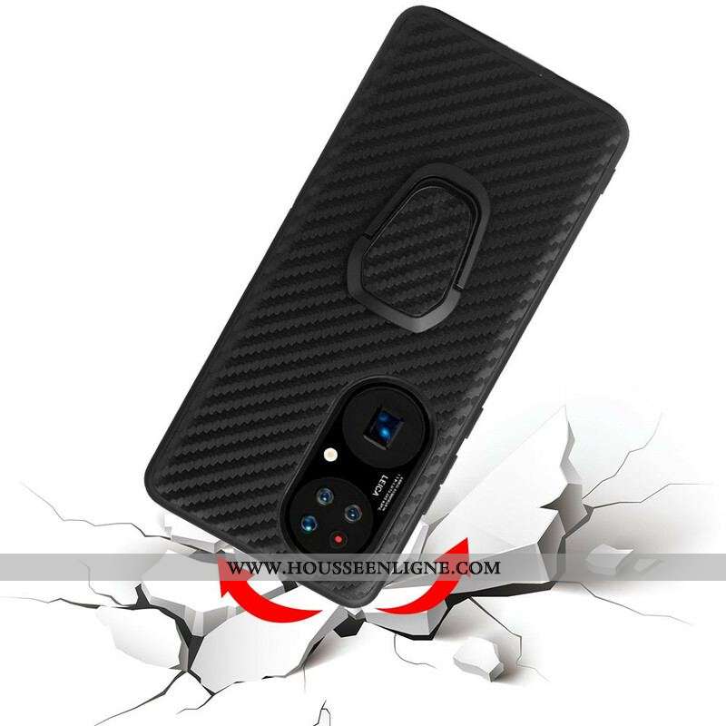 Coque Huawei P50 Pro Fibre Carbone Anneau-Support