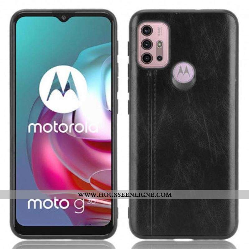 Coque Moto G30 / Moto G10 Effet Cuir Couture