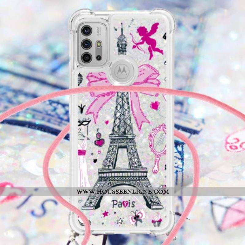 Coque Moto G30 / Moto G10 à Cordon Tour Eiffel