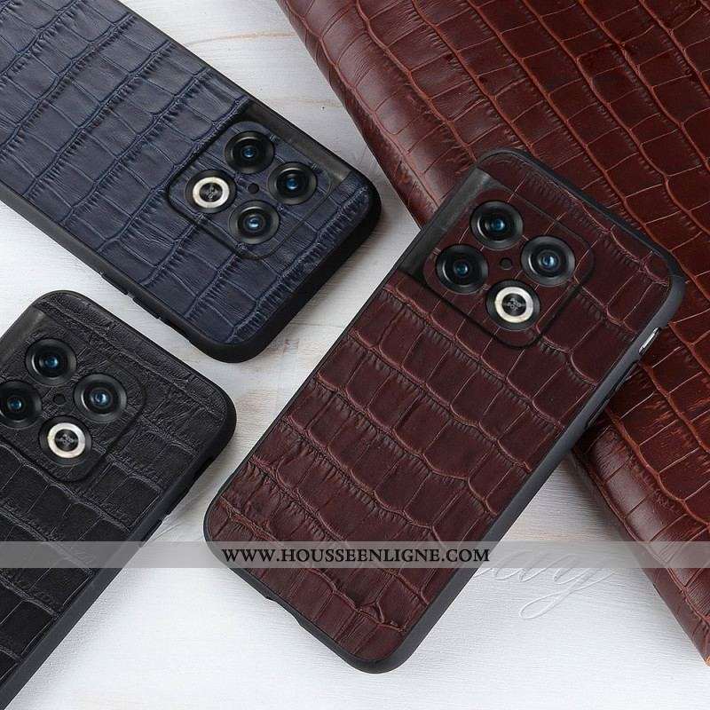 Coque OnePlus 10 Pro 5G Cuir Véritable Texture Crocodile