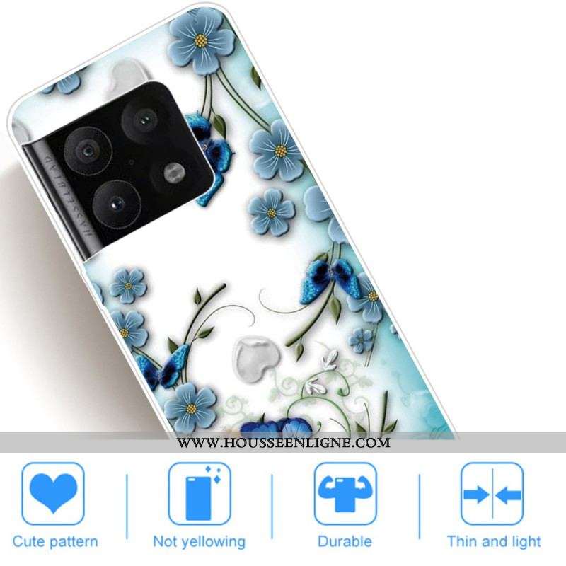 Coque OnePlus 10 Pro 5G Papillons et Fleurs Rétros