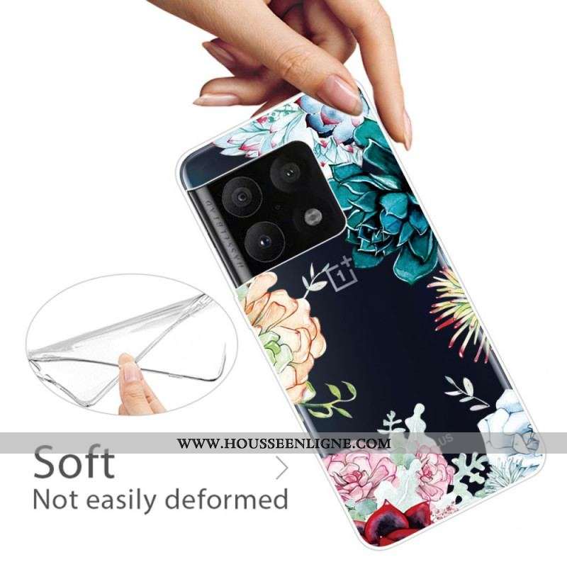 Coque OnePlus 10 Pro 5G Transparente Fleurs Aquarelle