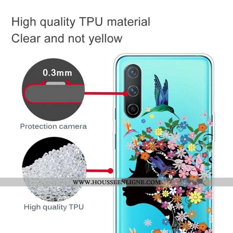 Coque OnePlus Nord CE 5G Transparente Chevelure Fleuri