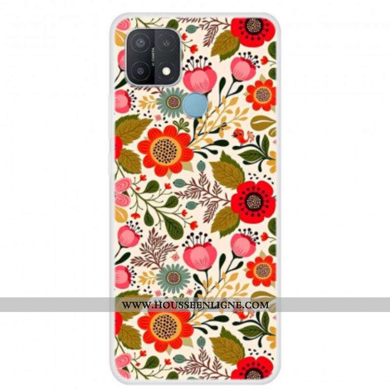 Coque Oppo A15 Tapisserie Fleurie