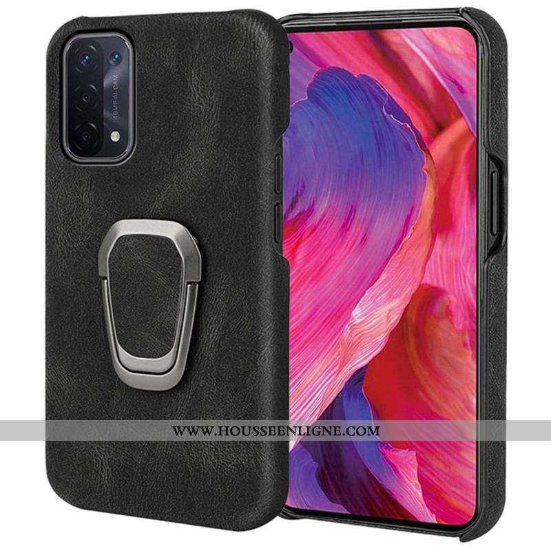 Coque Oppo A54 5G / A74 5G Effet Cuir Anneau-Support