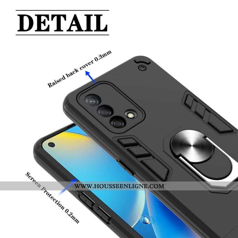 Coque Oppo A74 4G Détachable Anneau-Support Métallisée