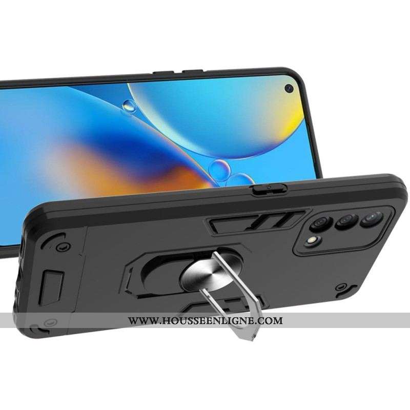 Coque Oppo A74 4G Détachable Anneau-Support Métallisée