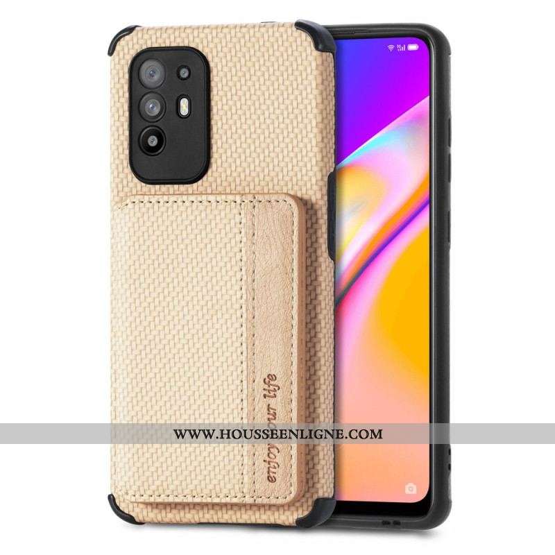 Coque Oppo A94 5G Fibre Carbone Porte-Cartes