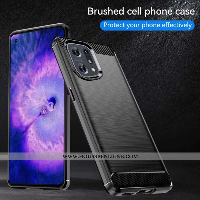 Coque Oppo Find X5 Fibre Carbone Brossée