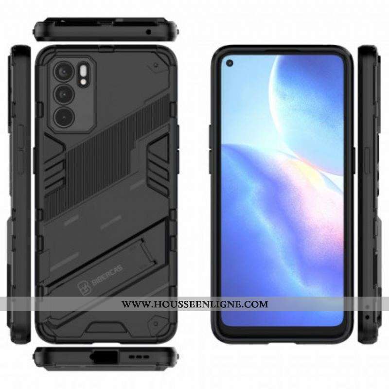 Coque Oppo Reno 6 5G Support Amovible Deux Positions Mains Libres