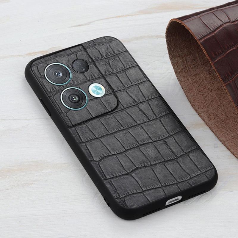 Coque Oppo Reno 8 Véritable Cuir Style Crocodile