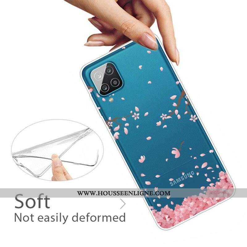 Coque Samsung Galaxy A12 / M12 Branches à Fleurs