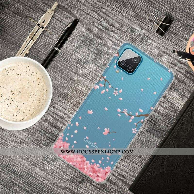 Coque Samsung Galaxy A12 / M12 Branches à Fleurs