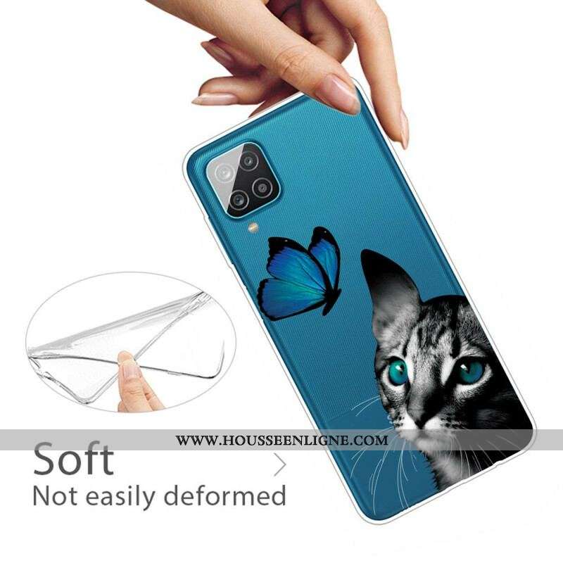 Coque Samsung Galaxy A12 / M12 Chat et Papillon