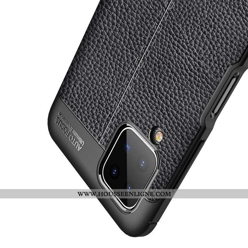 Coque Samsung Galaxy A12 / M12 Effet Cuir Litchi Double Line