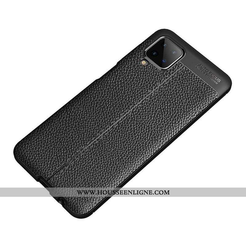 Coque Samsung Galaxy A12 / M12 Effet Cuir Litchi Double Line