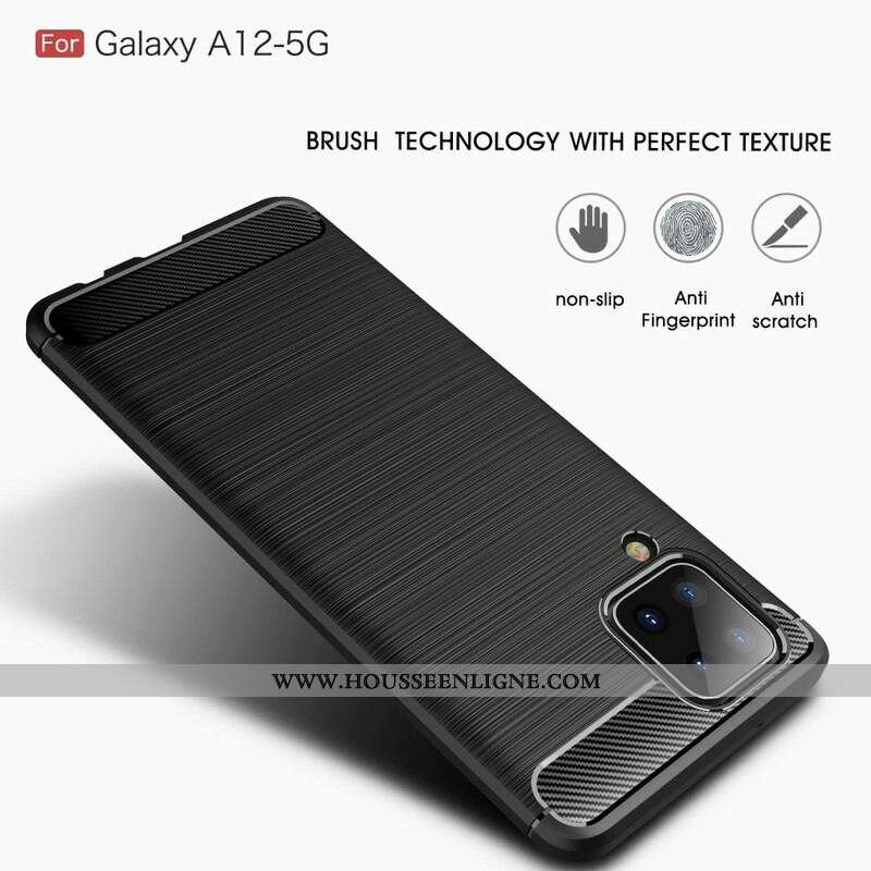 Coque Samsung Galaxy A12 / M12 Fibre Carbone Brossée