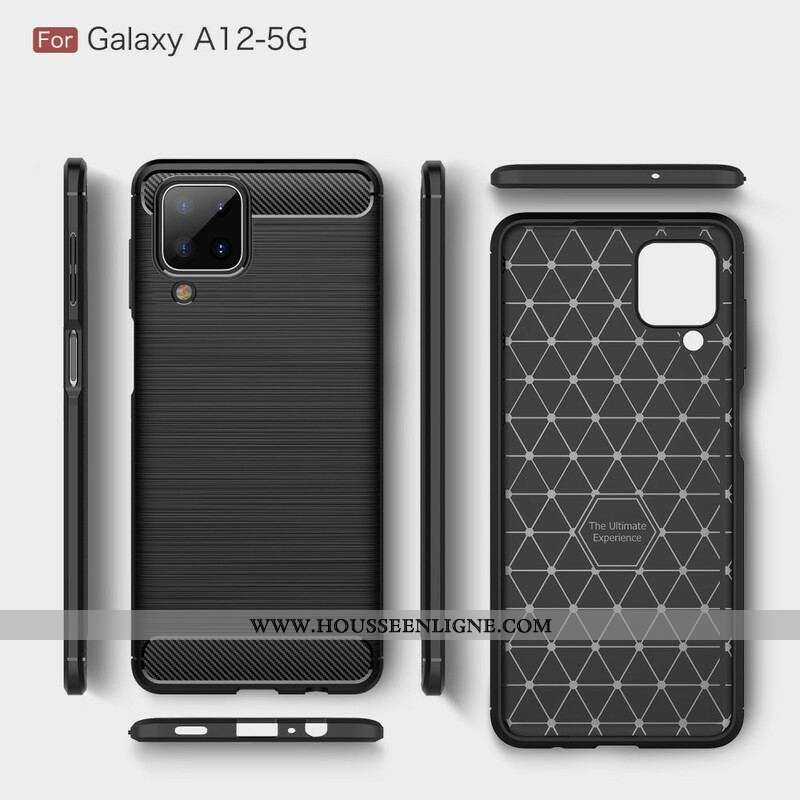 Coque Samsung Galaxy A12 / M12 Fibre Carbone Brossée