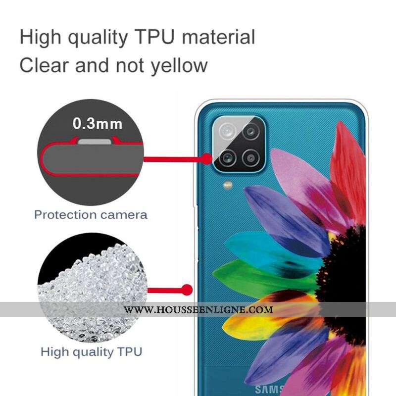 Coque Samsung Galaxy A12 / M12 Fleur Colorée