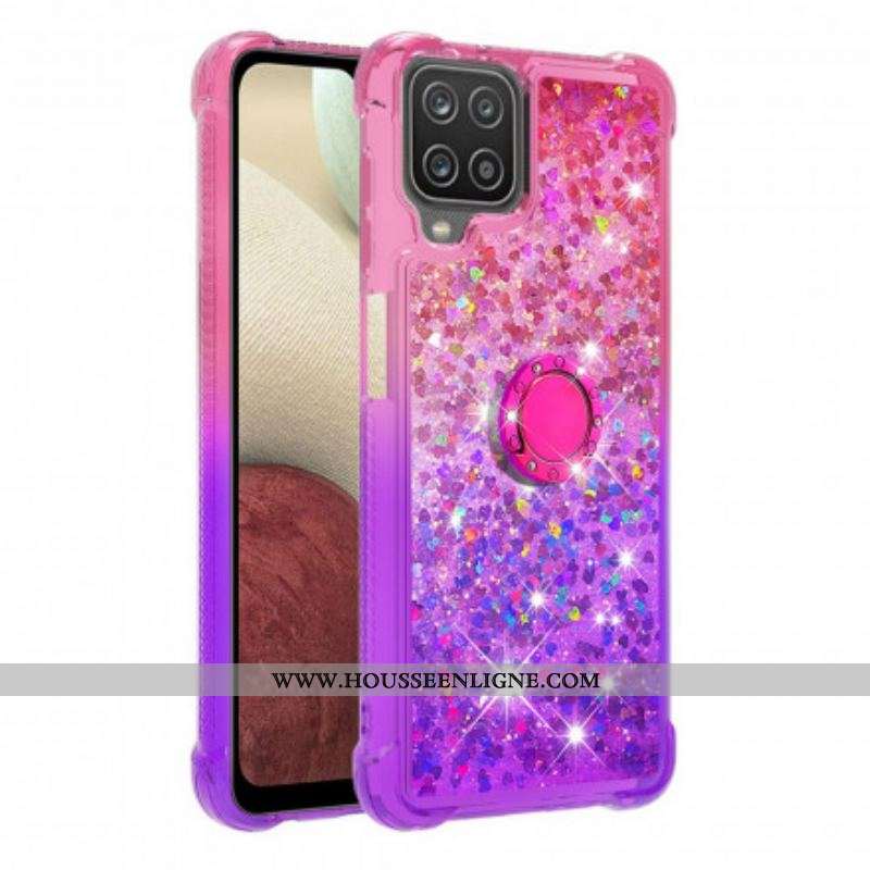 Coque Samsung Galaxy A12 / M12 Paillettes Anneau-Support