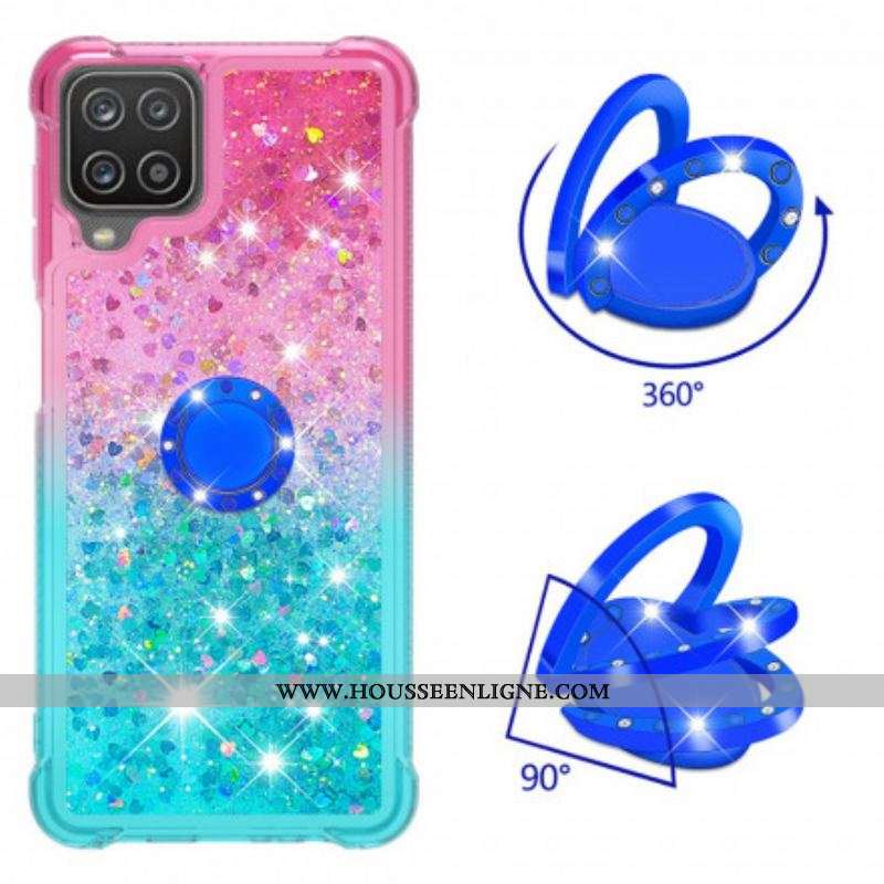 Coque Samsung Galaxy A12 / M12 Paillettes Anneau-Support