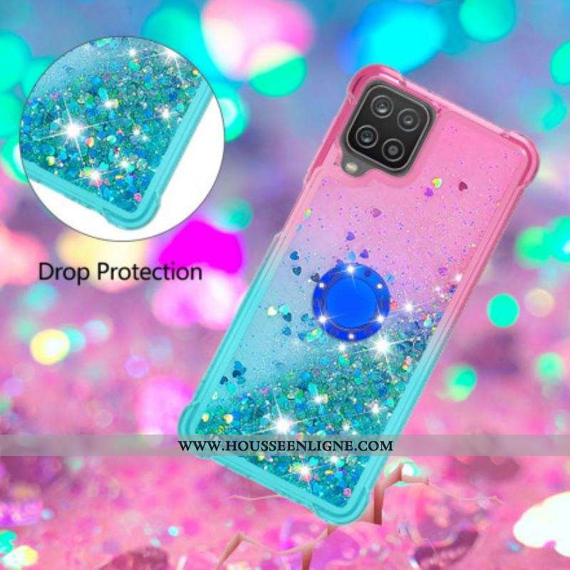 Coque Samsung Galaxy A12 / M12 Paillettes Anneau-Support