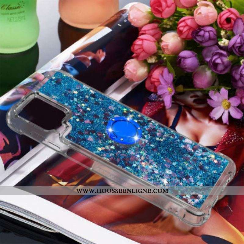 Coque Samsung Galaxy A12 / M12 Paillettes avec Anneau-Support