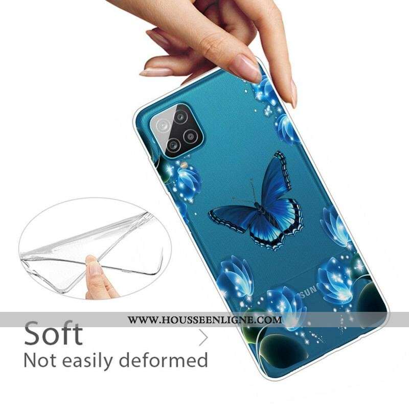 Coque Samsung Galaxy A12 / M12 Papillon Luxe