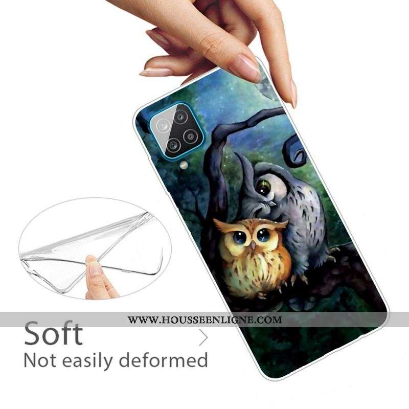 Coque Samsung Galaxy A12 / M12 Peinture Hiboux