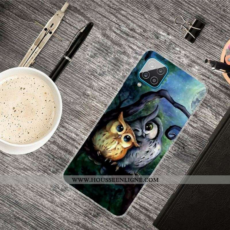 Coque Samsung Galaxy A12 / M12 Peinture Hiboux