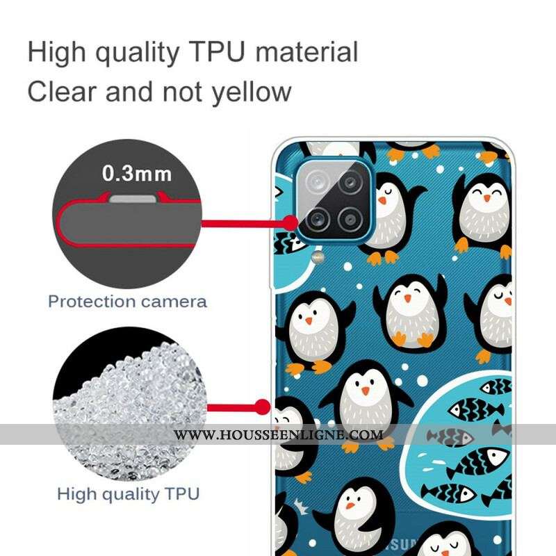 Coque Samsung Galaxy A12 / M12 Pingouins et Poissons