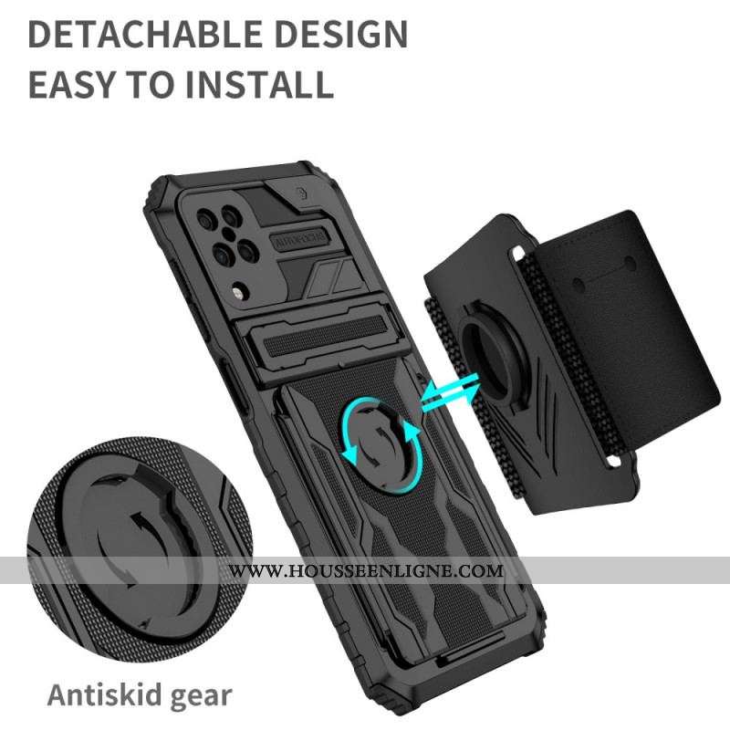 Coque Samsung Galaxy A12 / M12 Porte-Cartes à Glissière et Support