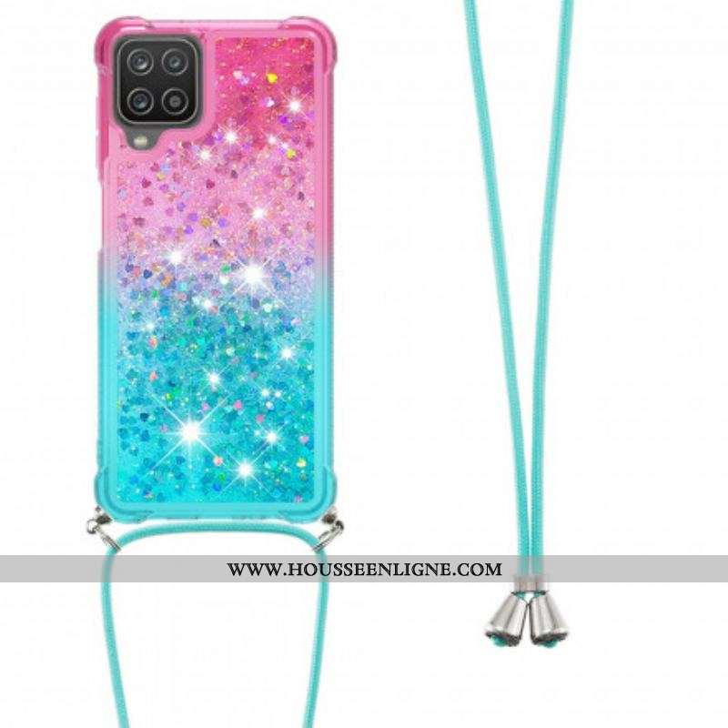 Coque Samsung Galaxy A12 / M12 Silicone Paillettes et Cordon