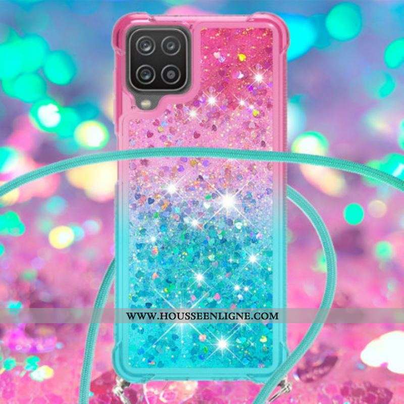 Coque Samsung Galaxy A12 / M12 Silicone Paillettes et Cordon