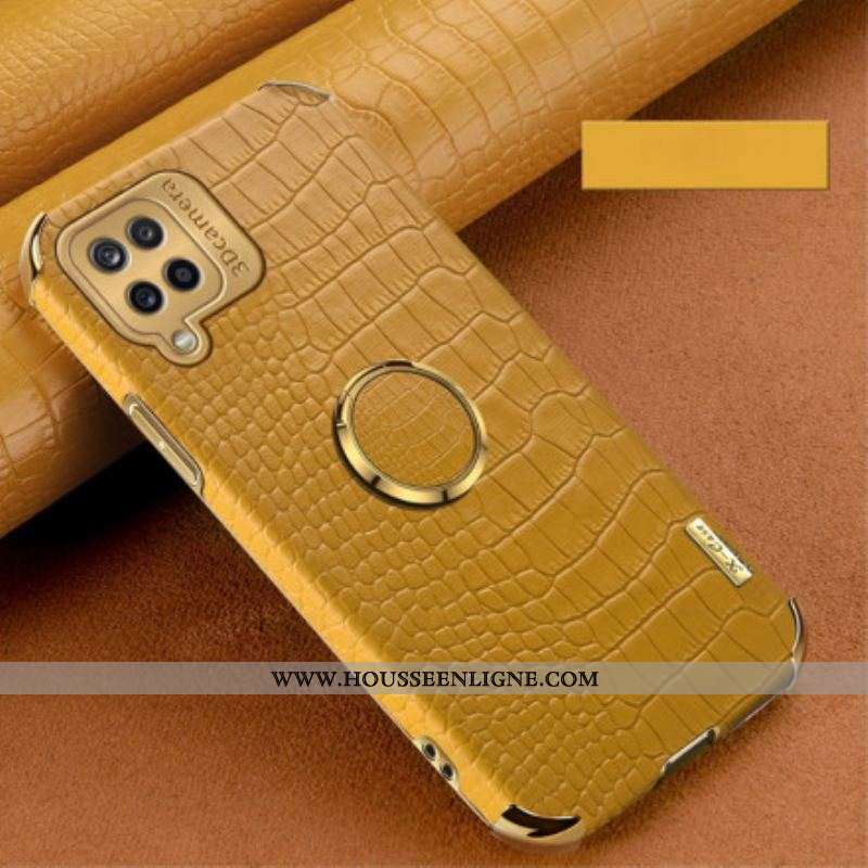 Coque Samsung Galaxy A12 / M12 Simili Cuir avec Anneau-Support