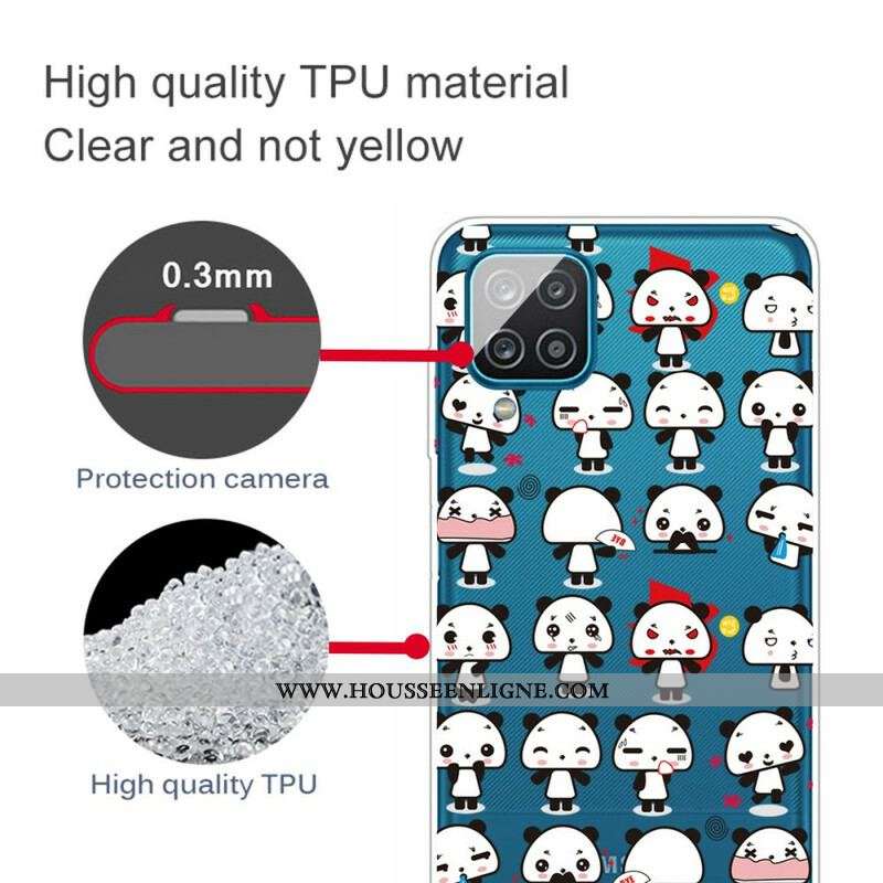 Coque Samsung Galaxy A12 / M12 Transparente Funny Pandas