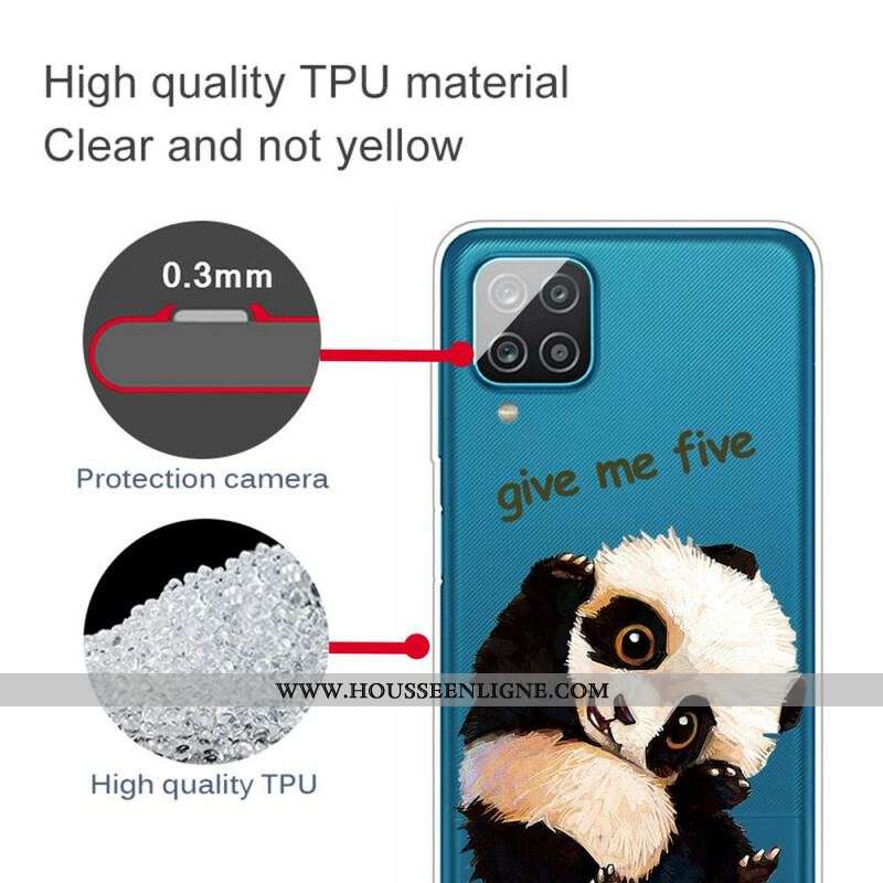 Coque Samsung Galaxy A12 / M12 Transparente Panda Give Me Five