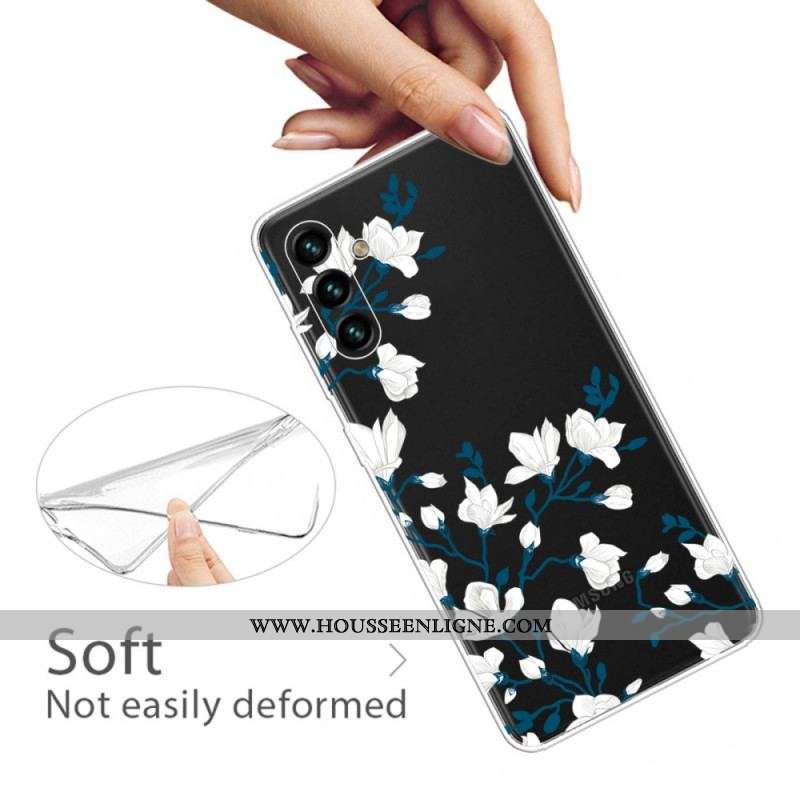 Coque Samsung Galaxy A13 5G / A04s Fleurs Blanches