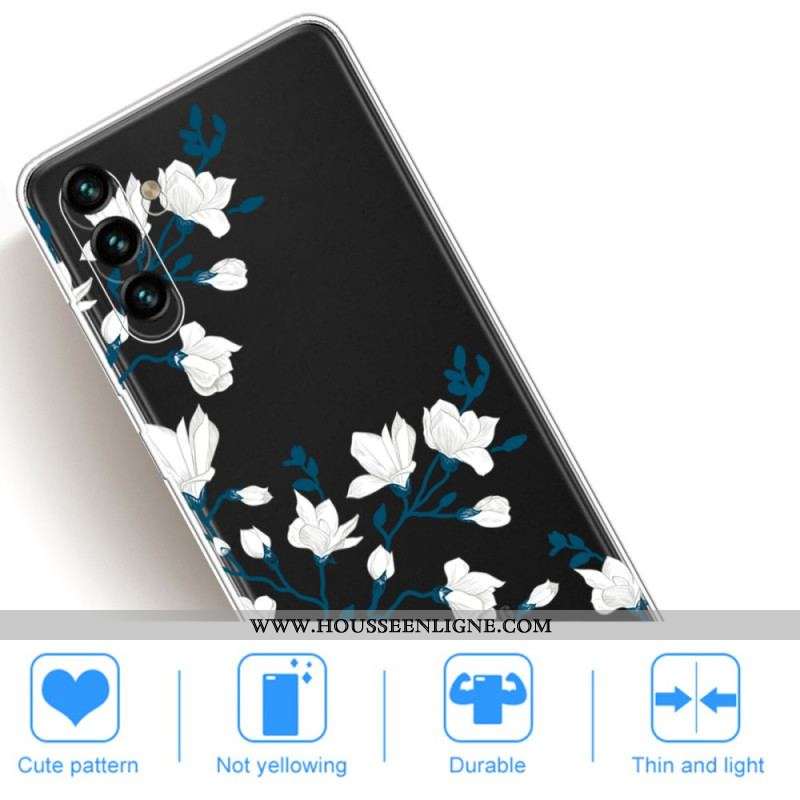 Coque Samsung Galaxy A13 5G / A04s Fleurs Blanches