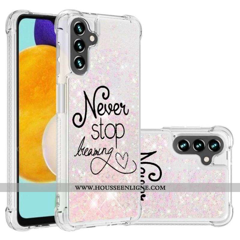 Coque Samsung Galaxy A13 5G / A04s Never Stop Dreaming Paillettes