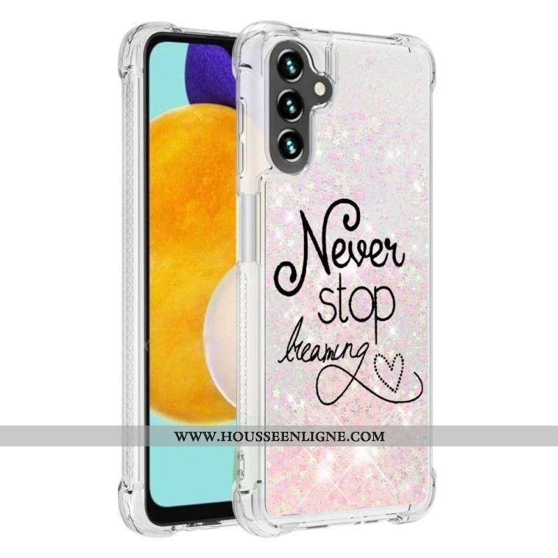 Coque Samsung Galaxy A13 5G / A04s Never Stop Dreaming Paillettes