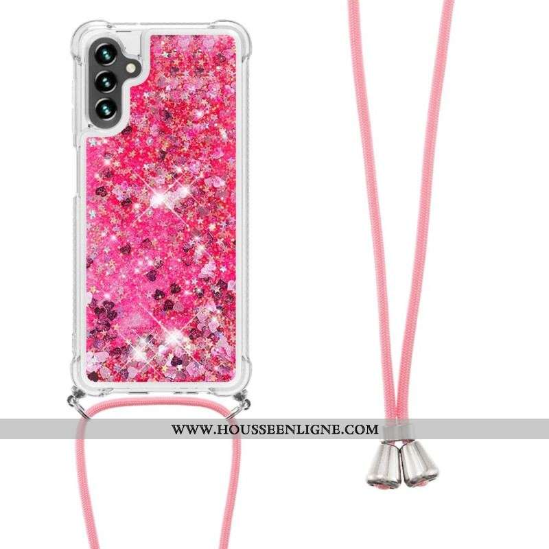 Coque Samsung Galaxy A13 5G / A04s Paillettes avec Cordon