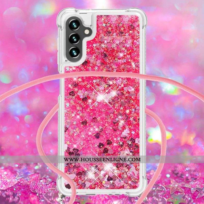 Coque Samsung Galaxy A13 5G / A04s Paillettes avec Cordon